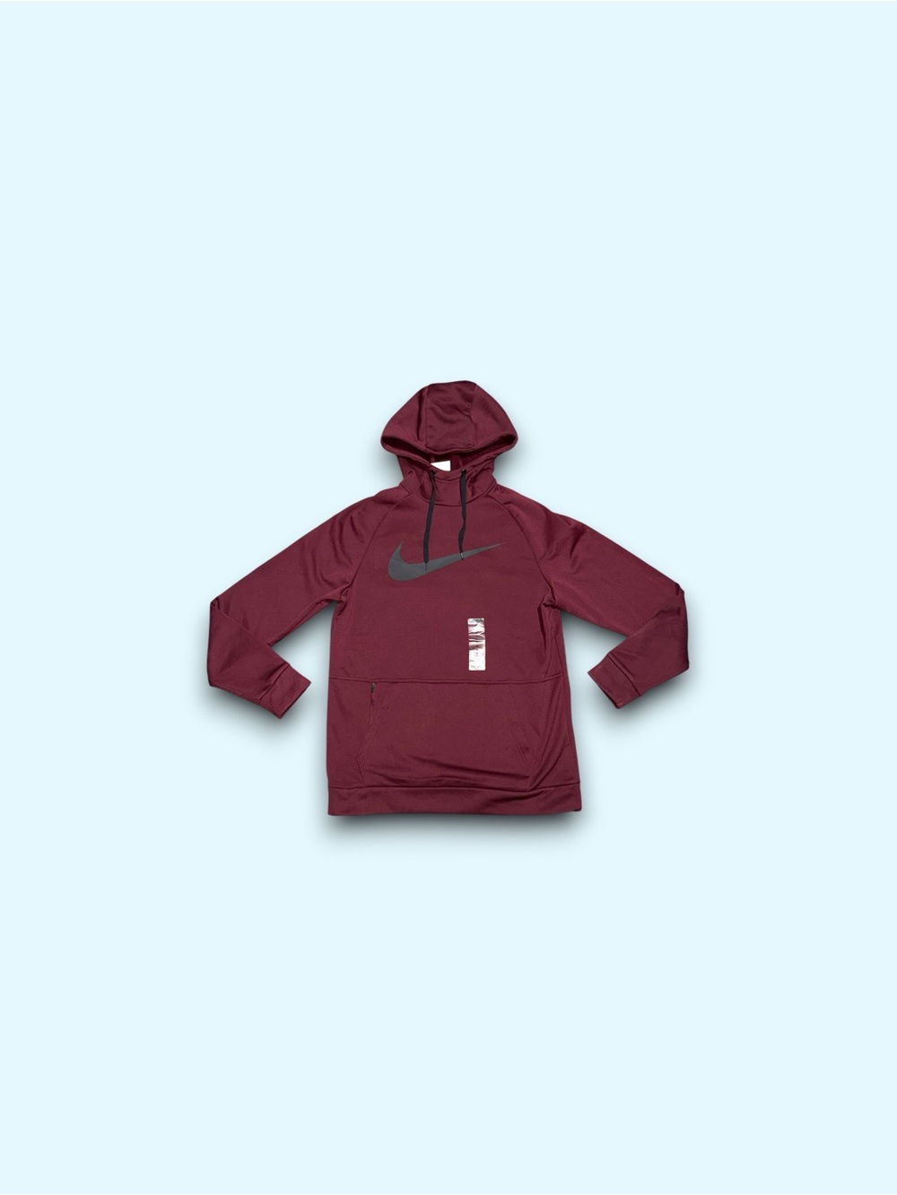 Nike Therma-FIT Maroon Polyester Fleece Pullover Hoodie Logo Pockets Medium
